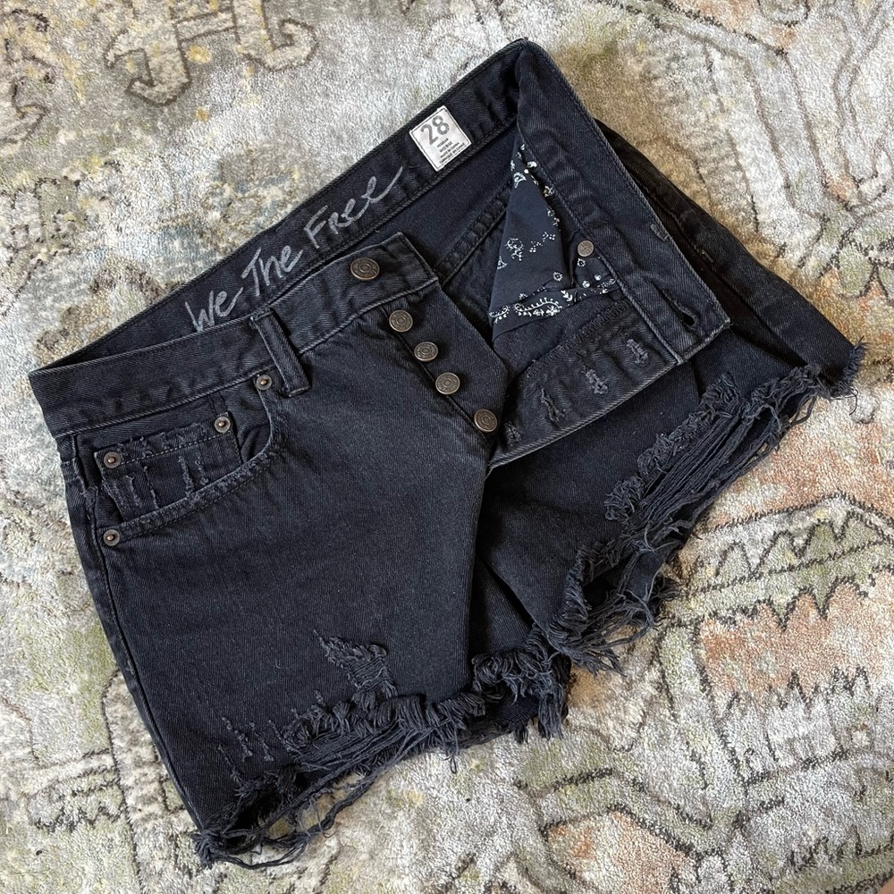 We The Free Black Denim shorts